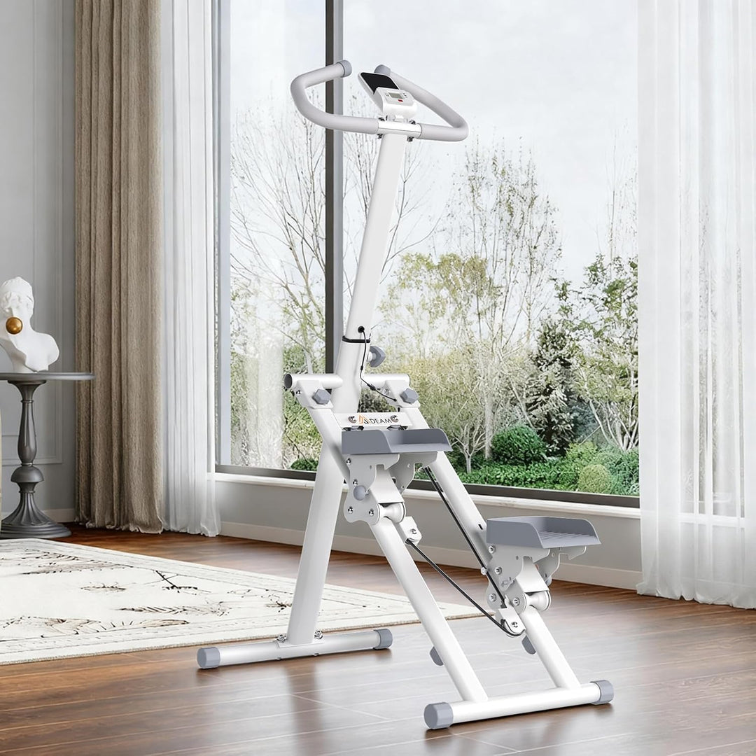 Mdeam Stair Stepper für Zuhause, Vertical Climber mit Haltegriff Weiss, Weiss
