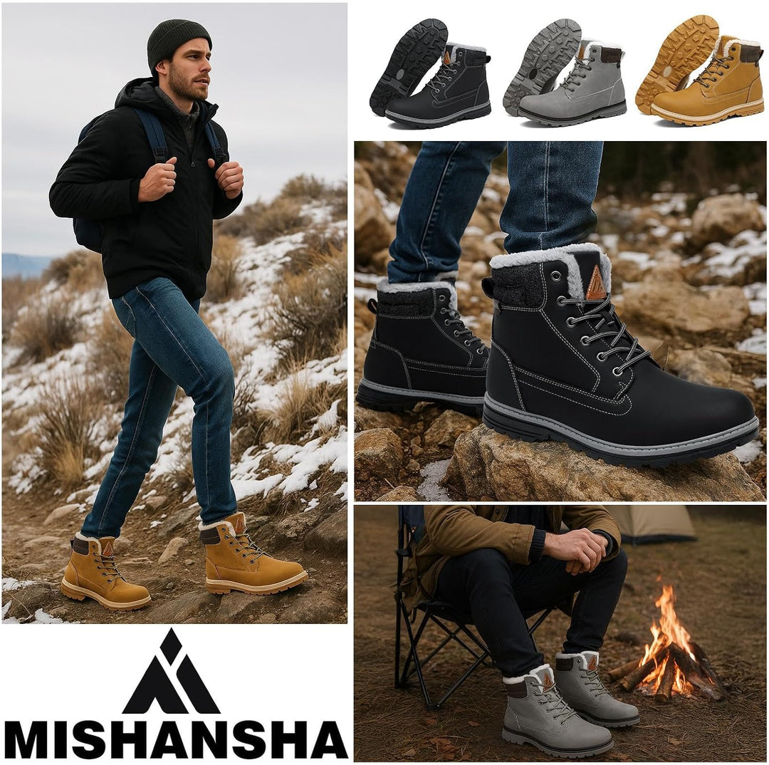 Mishansha Winterschuhe Herren Damen Gefüttert Outdoor Winterstiefel Gr.39-46 EU 40 EU Hellbraun, 40