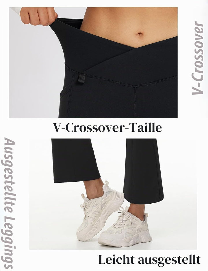 baleaf Thermo Hose Damen Thermo Leggings mit Taschen Wanderhose Wasserabweisend Bootcut Leggings Sch