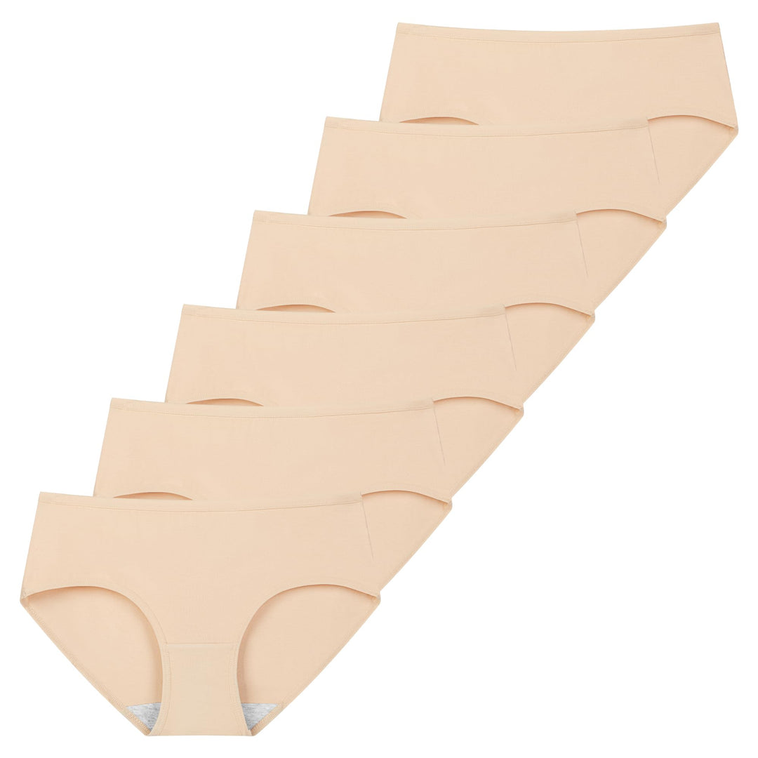 INNERSY Unterhosen Damen Baumwolle Atmungsaktive Hipster Unterwäsche Basic Bequem Panties 6er Pack X