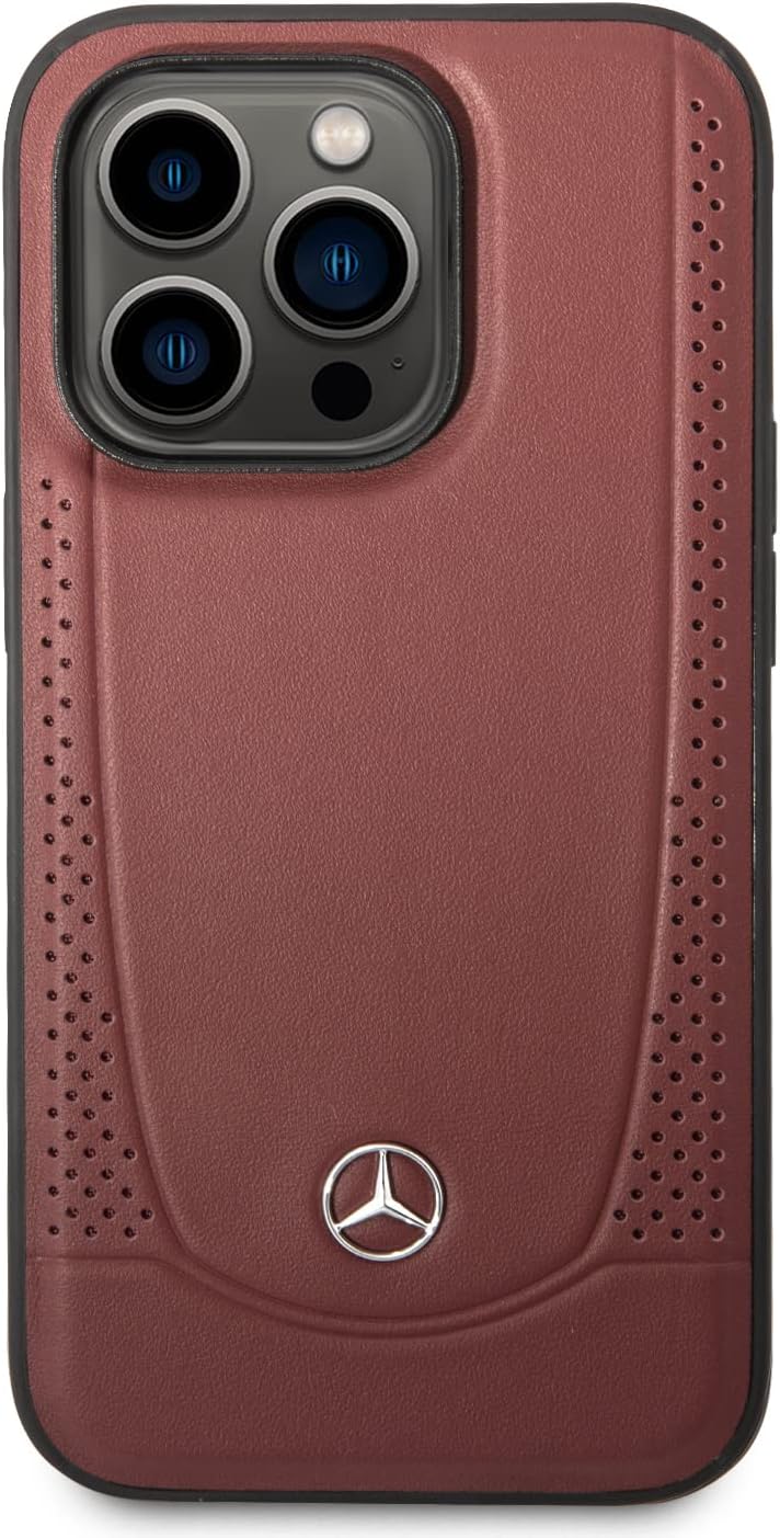 CG MOBILE Mercedes-Benz Schutzhülle für iPhone 14 Pro in Rot mit Perforationen, Back Cover Rot/Ausfl