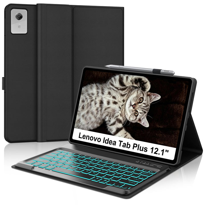 Hülle Tastatur für Lenovo Idea Tab Plus 12.1 Zoll 2025 Schwarz RGB, Schwarz RGB