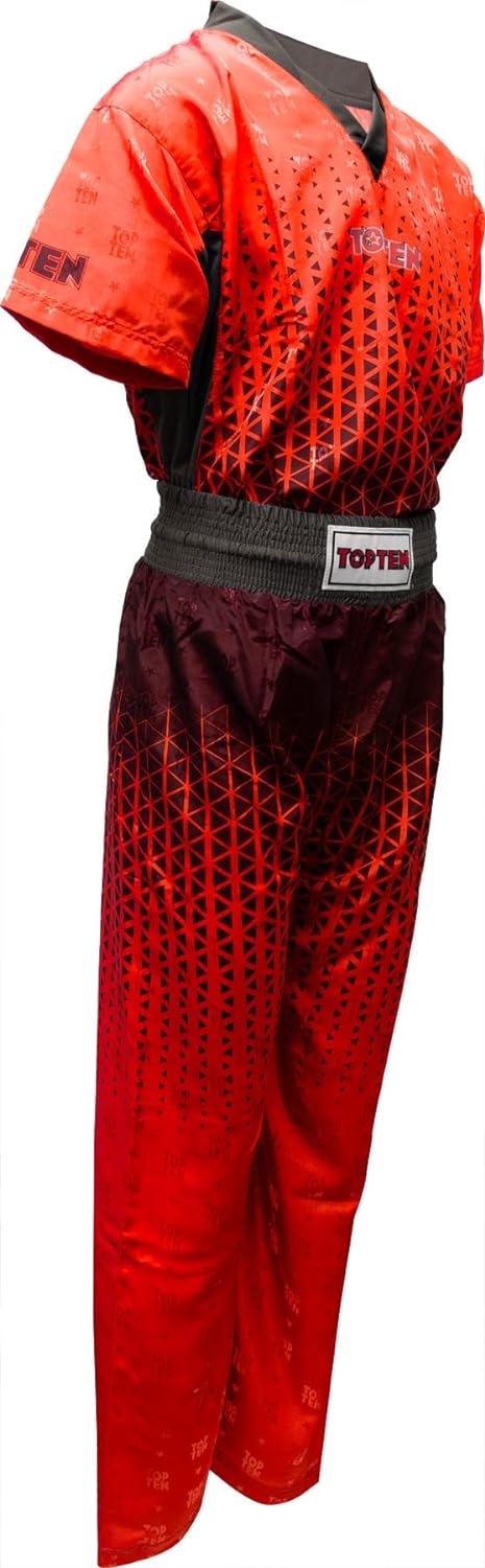 TOP TEN Kickboxuniform „Grafic“ Rot - Schwarz XL, Rot - Schwarz XL