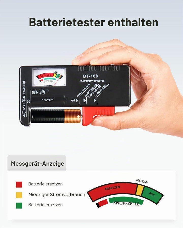 Luxtude Battery Organizer with Tester Schwarz L, Schwarz L