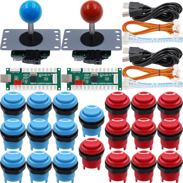 SJ@JX Arcade Game 2 Player Controller DIY Kit Microswitch Recessed Button 4&amp;8 Way Joystick Zero Dela