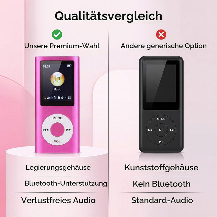 MP3 Player, Verlustfreier Sound, MP3 Musik Player mit Bluetooth, Ultradünner LCD Bildschirm, MP4 MP3