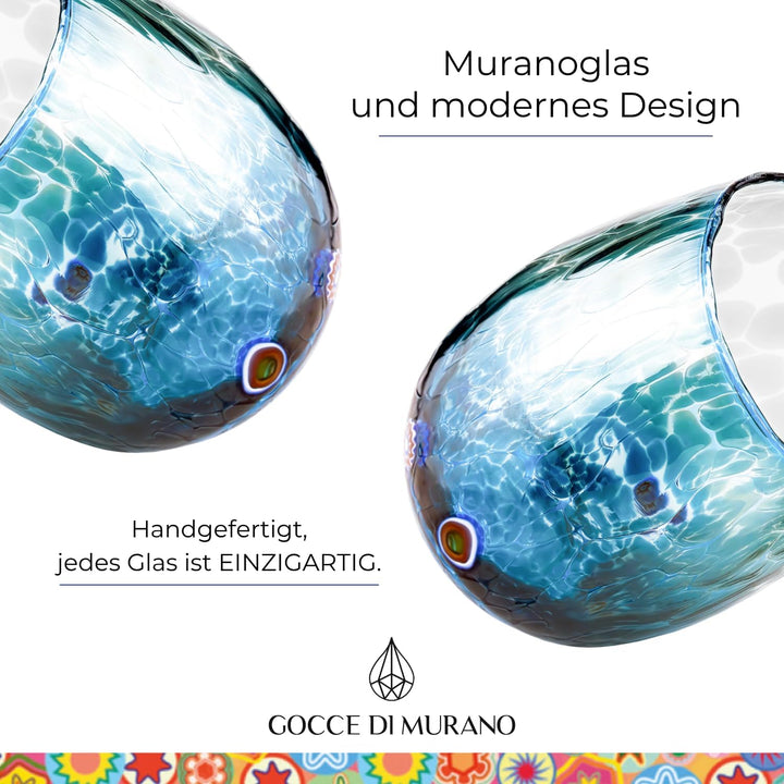 Gocce di Murano Wassergläser, hergestellt nach der Tradition der Murano-Handwerker, mundgeblasenes u