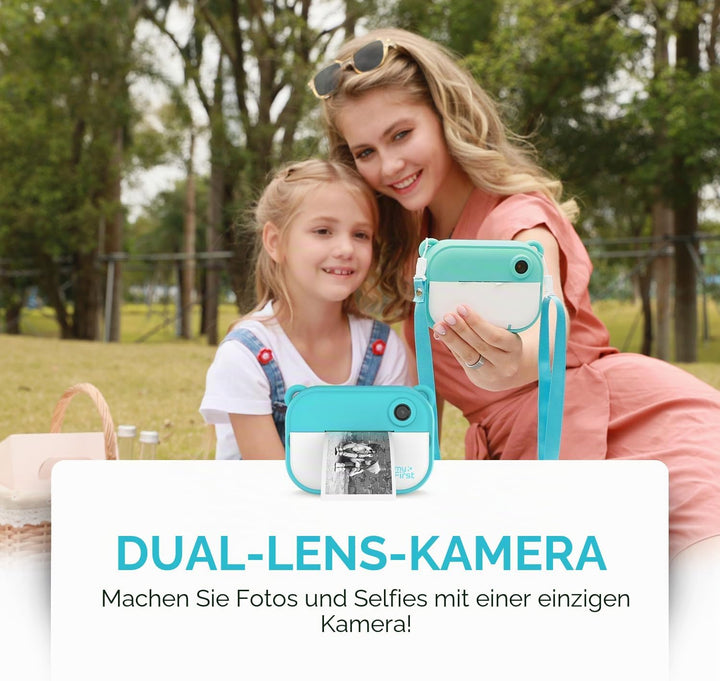 myFirst Camera Insta 2 – Sofortbildkamera für Kinder mit gratis Micro-SD-Karte, Thermopapier, Aufkle