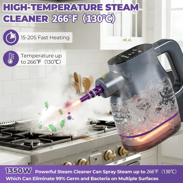 1350W Dampfreiniger Handgerät 15-Sekunden-Aufheizung 125℃ Tragbarer Dampfreiniger für Zuhause mit 40