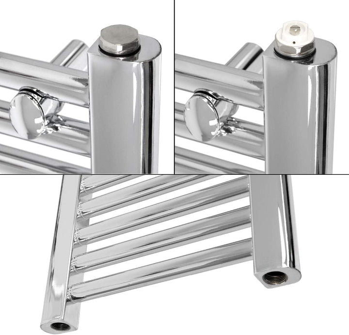 ECD Germany Badheizkörper 500 x 800 mm - Chrom - gebogen mit Seitenanschluss - Design Heizkörper Han