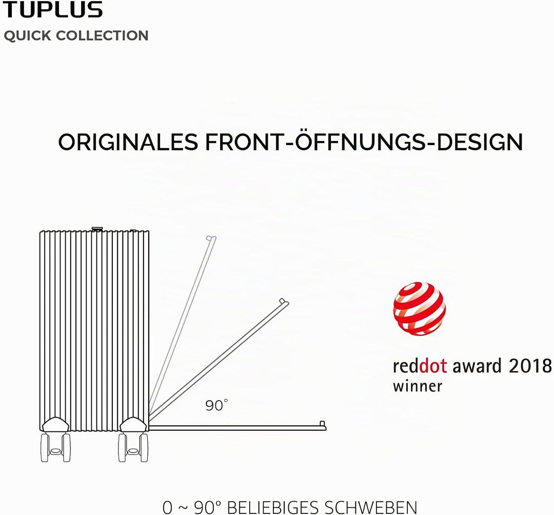 TUPLUS Koffer Aluminium Trolley Rollkoffer mit 4 Rollen Reisekoffer Handgepäck Hartschalenkoffer mit
