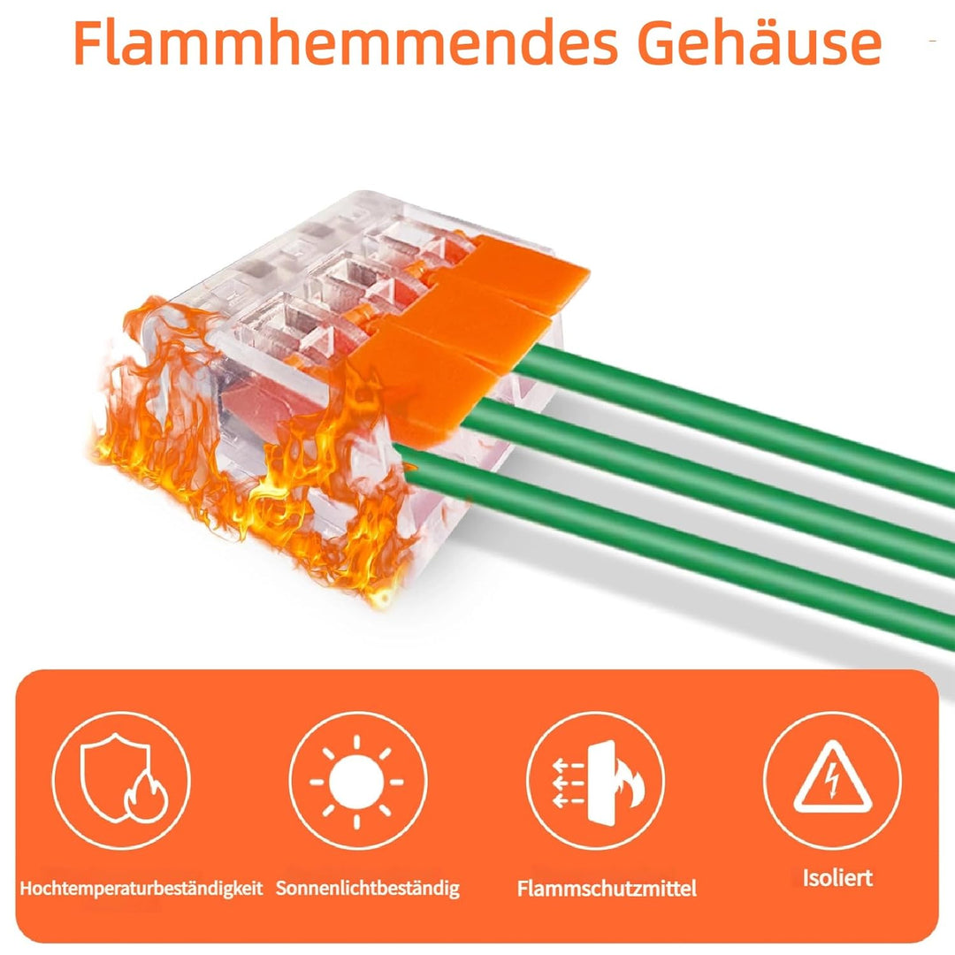 50 Stück Kabelverbinder 3-Leiter, Klemmen bis 4 mm², Verbindungsklemmen Klemme mit Betätigungshebel,