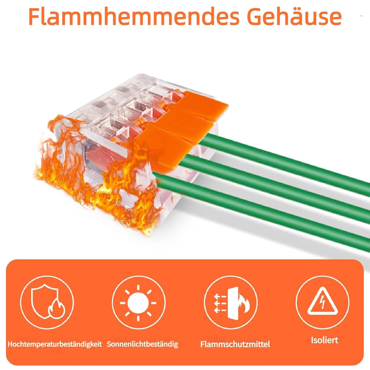 50 Stück Kabelverbinder 3-Leiter, Klemmen bis 4 mm², Verbindungsklemmen Klemme mit Betätigungshebel,