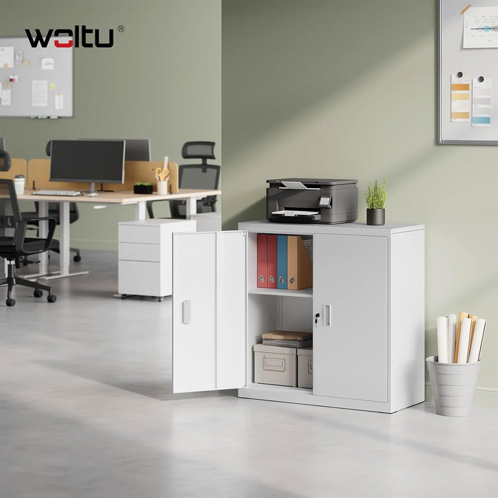 WOLTU Aktenschrank abschliessbar, Ordnerschrank mit höhenverstellbarem Einlegboden, Metallschrank mi
