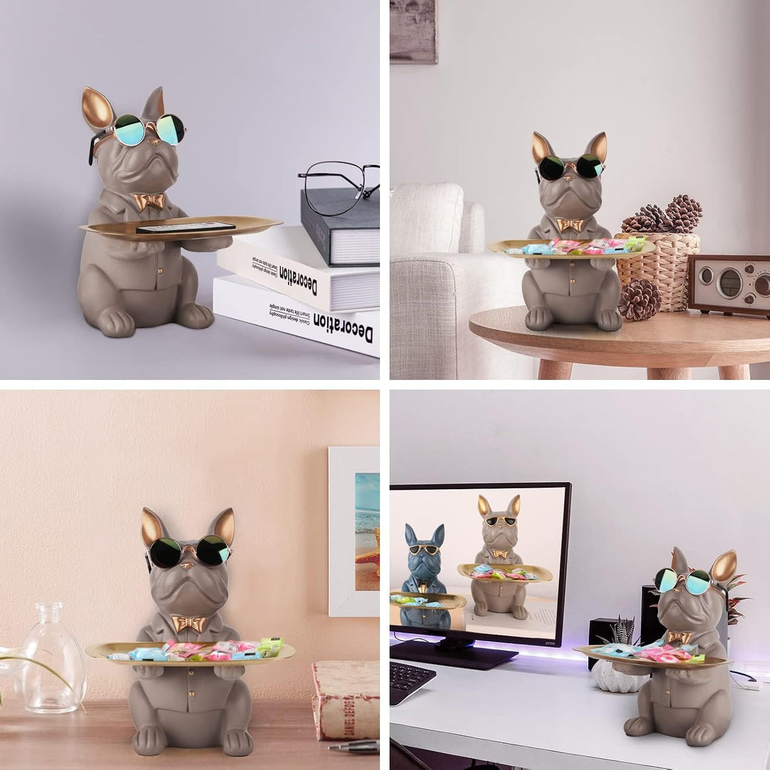 Deko Skulptur Bulldogge, Schlüsselschale Modern Schwarz, Schlüsselablage Flur, Deko Figuren Wohnzimm