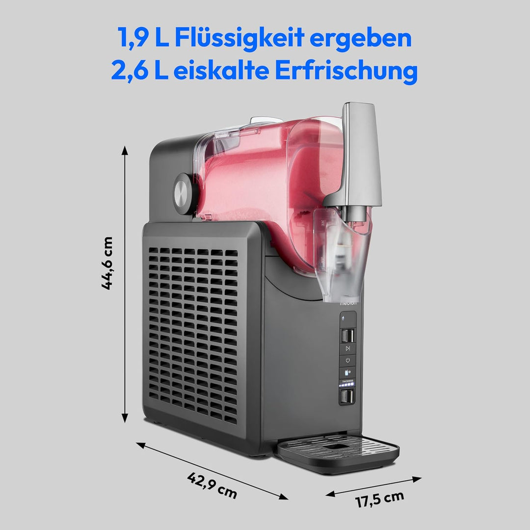 MEDION Slush Maschine (2,6 Liter Slush-Eis Kapazität, 1,9 Liter Fassungsvermögen, Slush Ice Maker fü
