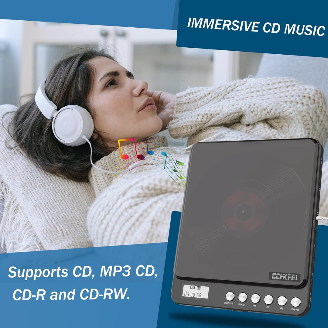 Tragbarer CD-Player mit Kopfhörern, Wiederaufladbarer Bluetooth CD Player mit Eingebauter Lautsprech