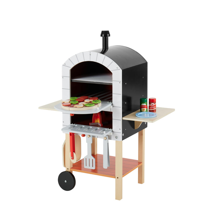 Teamson Kids My Little Helper Pizza Oven &amp; 24 pc. Accessory Set, Gray/Natural
