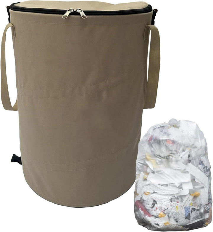 Generisch Beige 34x40 cm 37l Müllsackständer Faltbarer Camping Mülleimer Mit Verschliessbarem Deckel