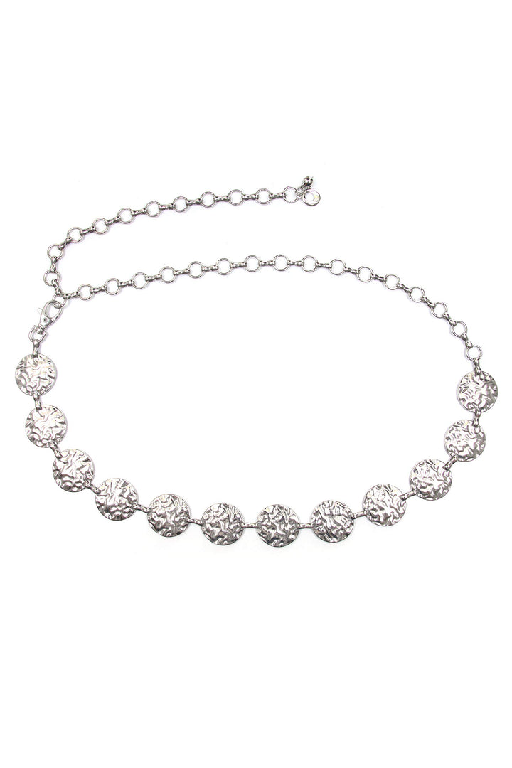 Kettengürtel Kawai mit runden gehämmerten Elementen Einheitsgrösse Silber, Einheitsgrösse Silber