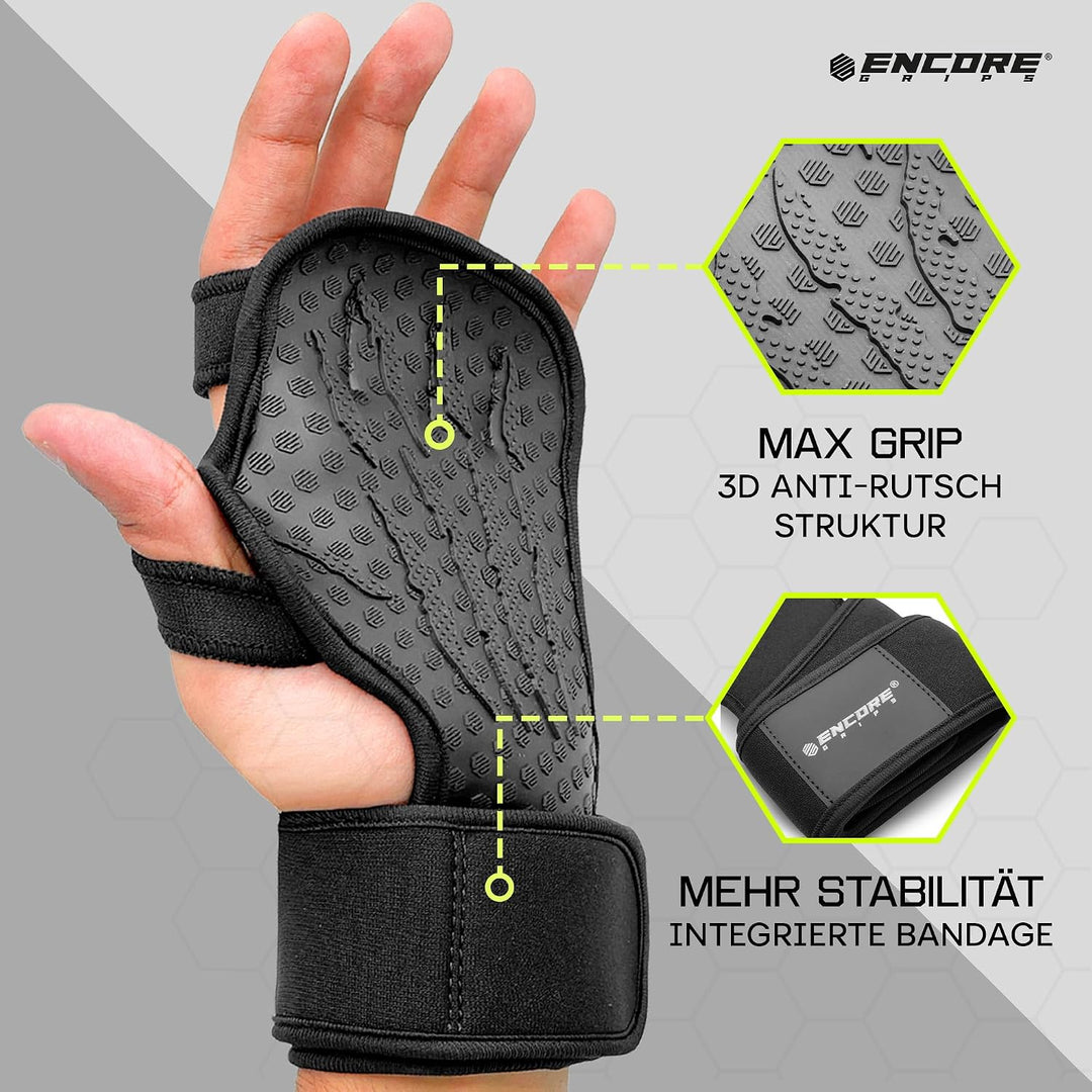Griffpolster Kraftsport Herren &amp; Damen – Fitness Handschuhe Alternative offen, 3D Gummi Antirutschfl