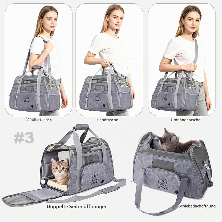 PETCUTE Hundetransportbox,Atmungsaktive Katzen Tragetasche Katze transportbox Tragetaschen mit Weich