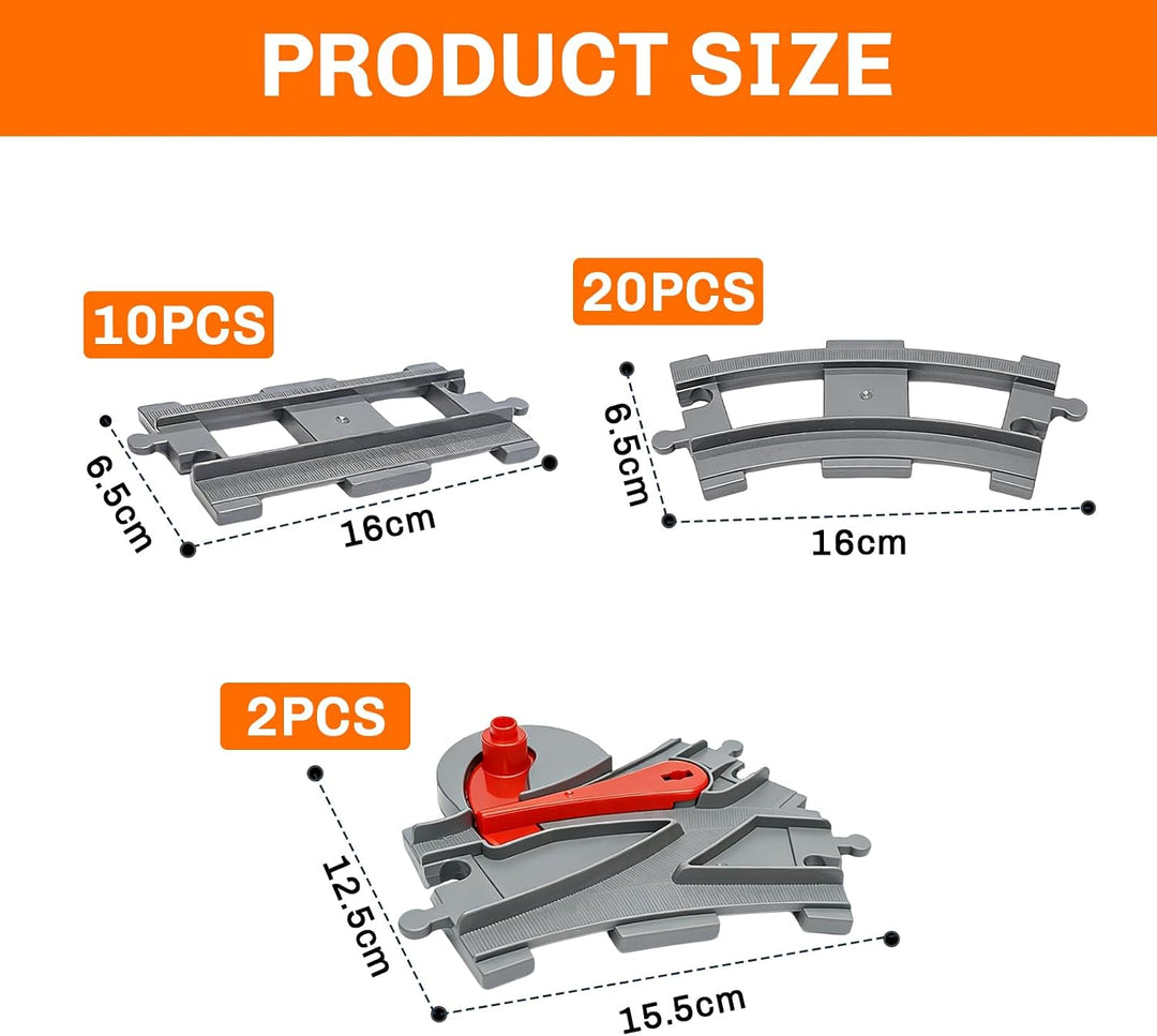32 Stück Bausteine Zug Schienen Set, Spielzeug Eisenbahnschienen, City Zug Schienen Set mit Cross Tr