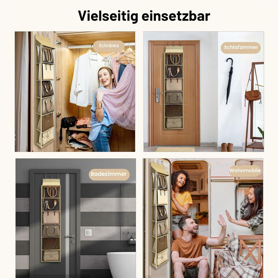Lirex Geldbörsen-Organizer, 6 Taschen Handtaschen-Organizer mit Reissverschluss zum Aufhängen, für S