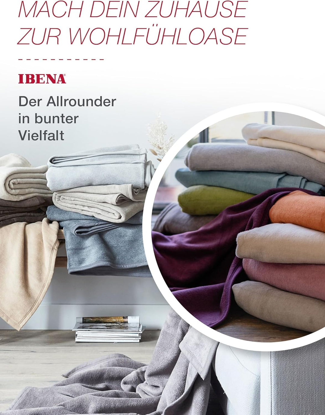 Ibena Porto XXL Decke 180x220 cm – Baumwollmischung weich, warm &amp; waschbar, Tagesdecke braun einfarb