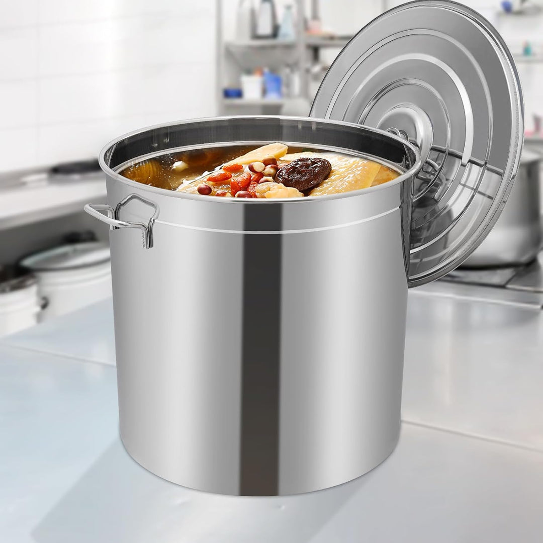 Gastronomie Kochtopf 50L, Suppentopf mit Filterkübel, Versenkbare Griffe, Edelstahl Topf ALLE Herdar