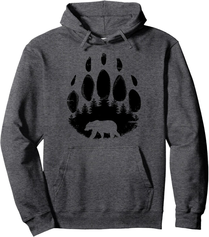 Wildbären-Wald-Fussabdruck-Silhouette Pullover Hoodie