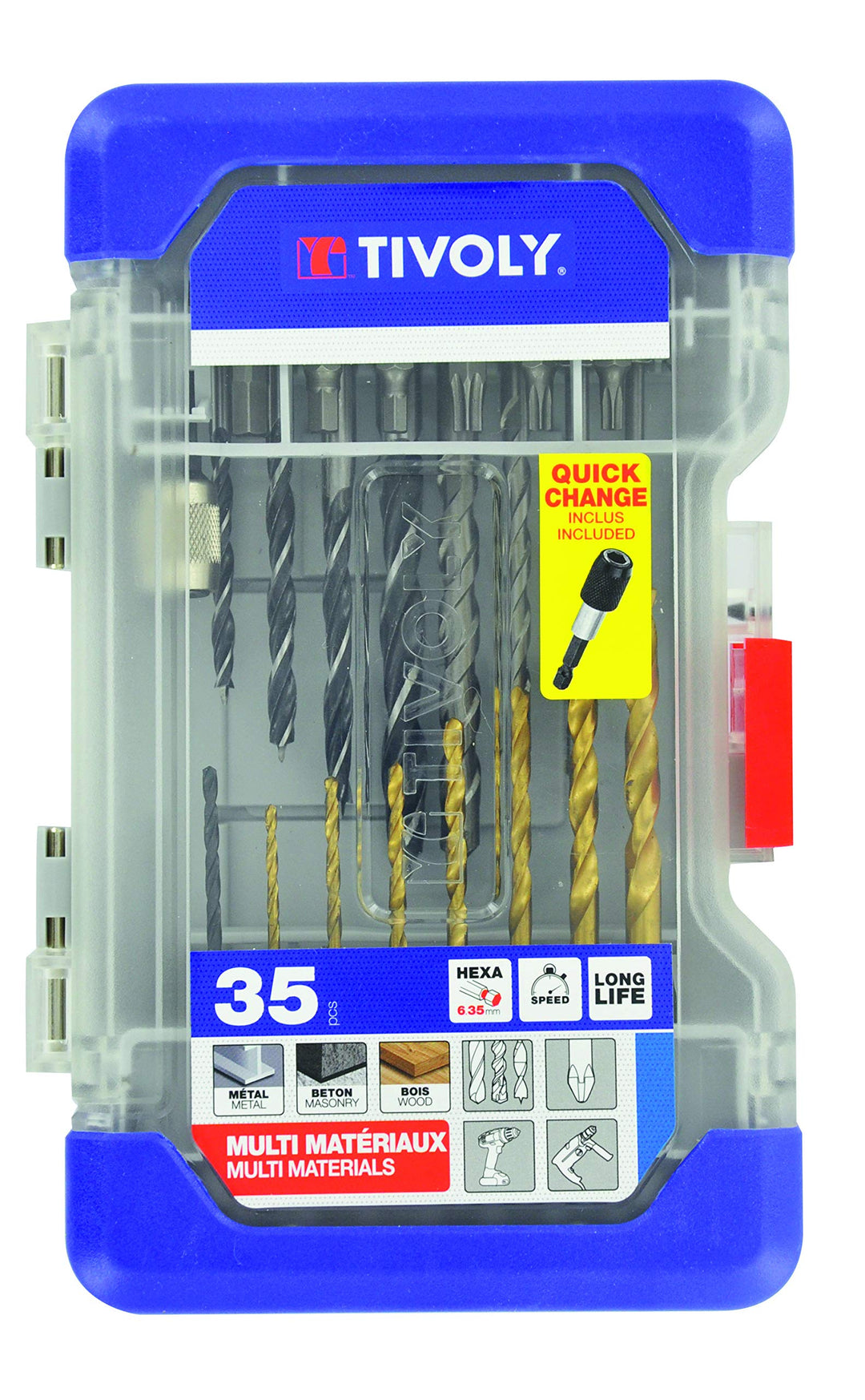 TIVOLY 11901170049 Mixed 1/4" Hex Shank Drill Bits &amp; Screw Bit Set (35pieces