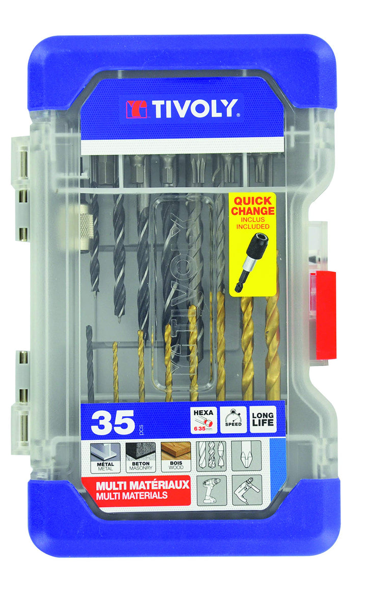 TIVOLY 11901170049 Mixed 1/4" Hex Shank Drill Bits &amp; Screw Bit Set (35pieces