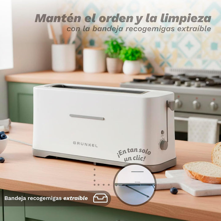 Grunkel - TS40-EASYTOAST - Extra wide slotted toaster for all types of bread - Electronic 7-level to