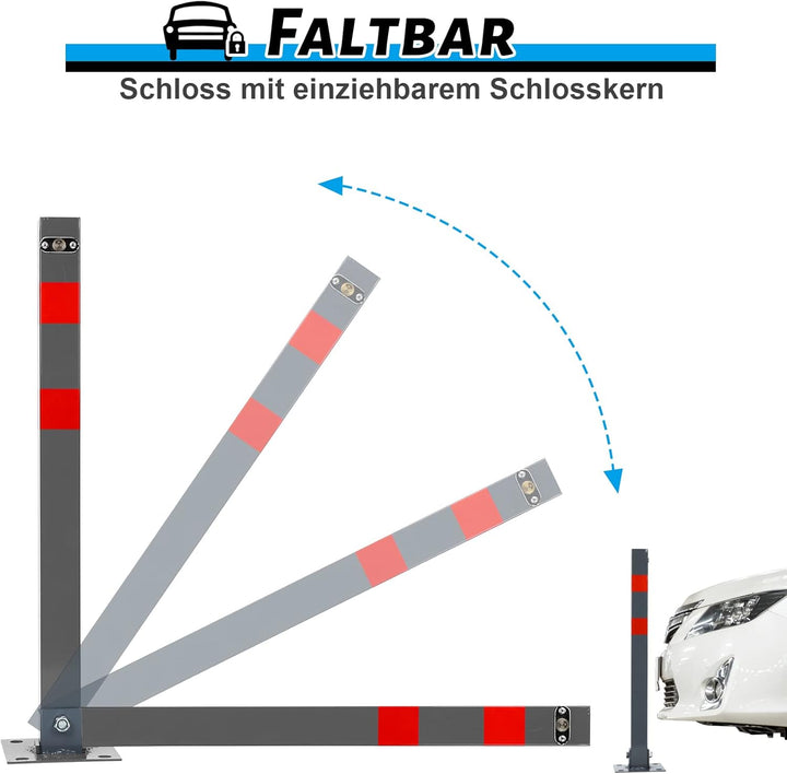 Gimisgu Parkpfosten, Absperrpfosten Klappbar, Robust und Stabil Parkplatzsperre Wegsperren Sperrpfos