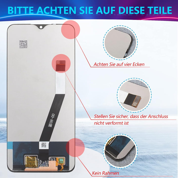 RongZy Kompatibel mit Xiaomi Redmi 9 M2004J19G M2004J19C Ersatz Bildschirm LCD Display und Touchscre