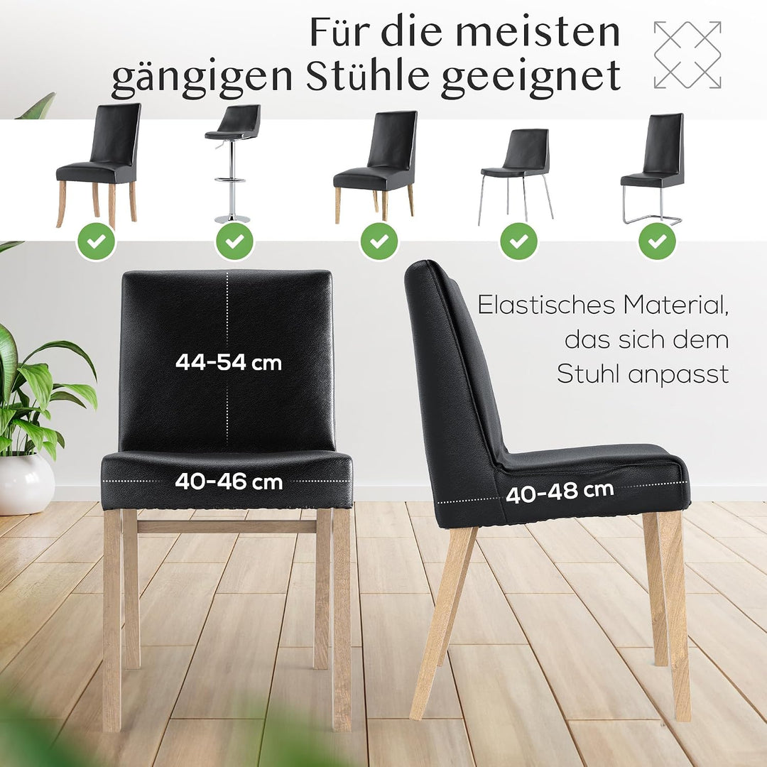 Innerspace Stuhlhussen 6er Set in Schwarz | Blickdichte, Wasserabweisende, Elastische Stuhlbezüge fü
