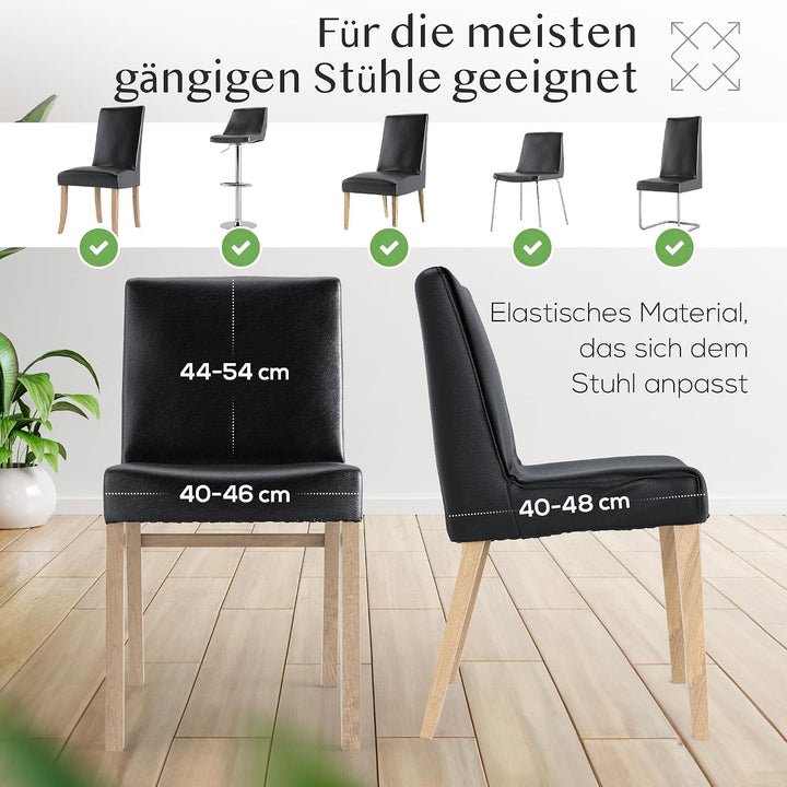 Innerspace Stuhlhussen 6er Set in Schwarz | Blickdichte, Wasserabweisende, Elastische Stuhlbezüge fü
