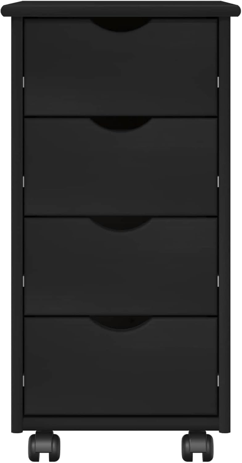 vidaXL Rollschrank 34 x 39 x 65,5 cm Massivholz Kiefer Schwarz, Schwarz