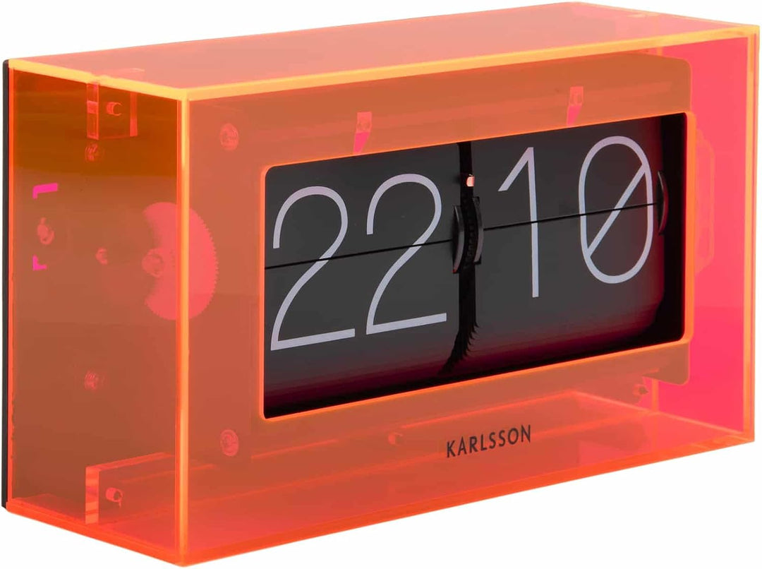 Karlsson Tischuhr Boxed Flip - Orange - 20.7x7.1x11.7cm