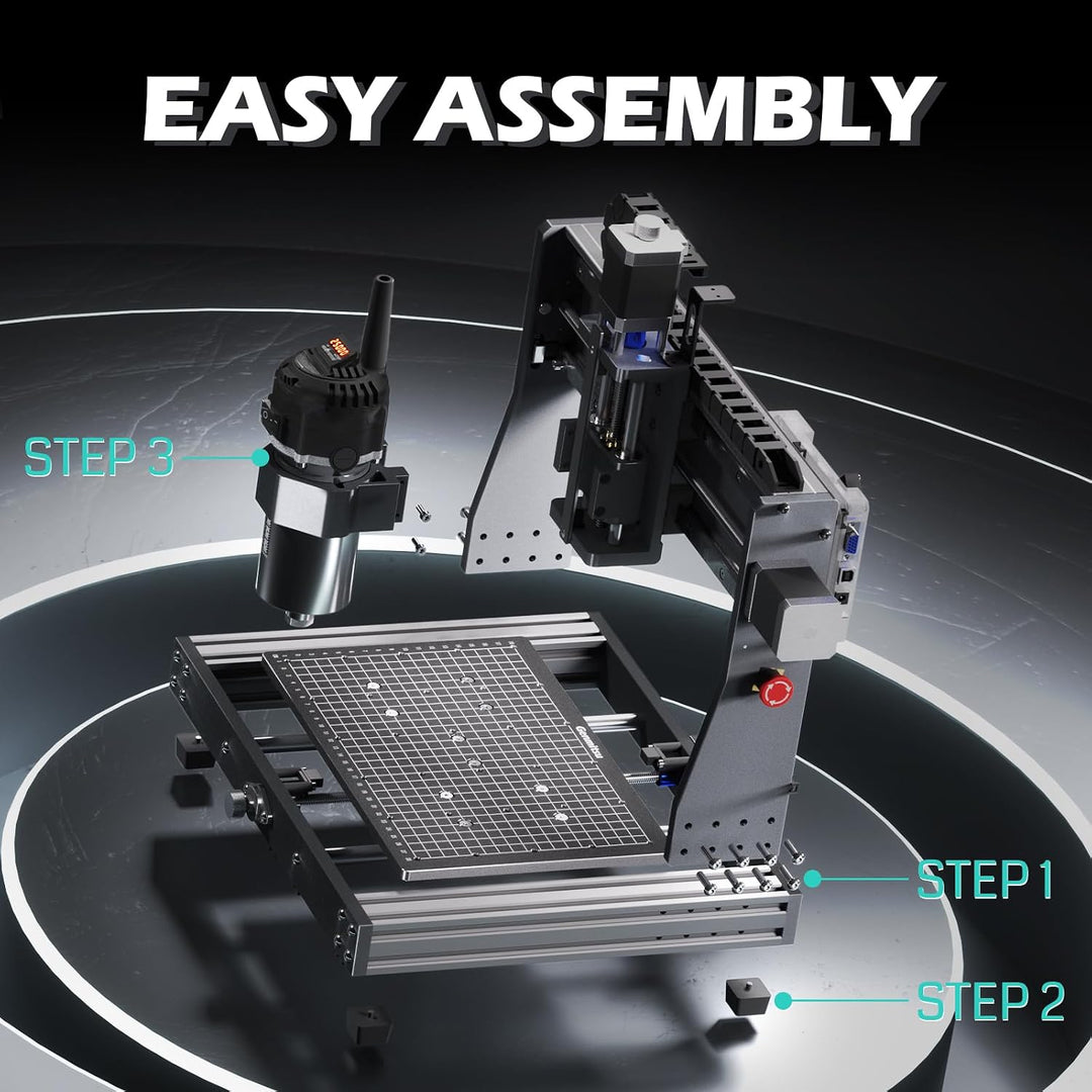 Genmitsu 3020-PRO Ultra CNC-Fräsmaschine+Drehmodul, Vollmetall-Graviergerät, Aufgerüstete 710-W-Spin