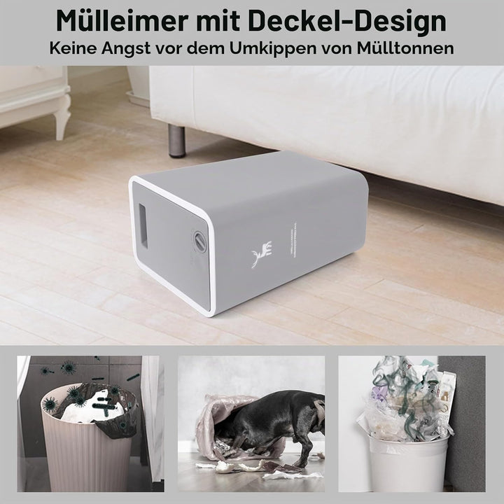 XPIY Mülleimer mit Deckel, 2 Stück, 15 Liter Mülleimer mit Druckverschluss, kleiner Mülleimer, hunde