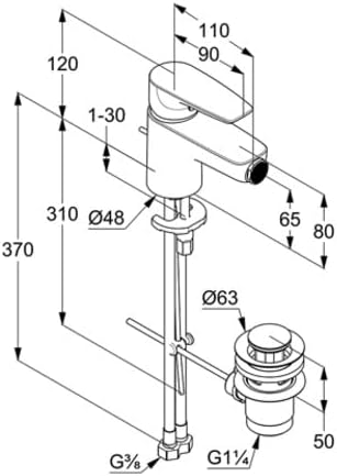 KLUDI Pure&amp;SOLID 342160575 Bidetarmatur, Chrom