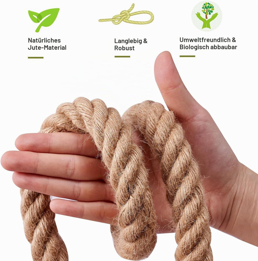 Juteseil 24mm 10M,Natürliche Hanfseil 4-Stränge Dicke Jute Schnur Gedreht Tauwerk Tau Seil für Garte
