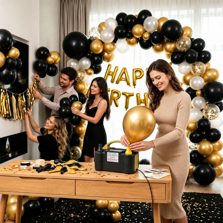 PlusFive Luftballonpumpe, Luftpumpe Elektrisch (220V-240V 600W), Ballonpumpe Elektrisch mit Tragbare