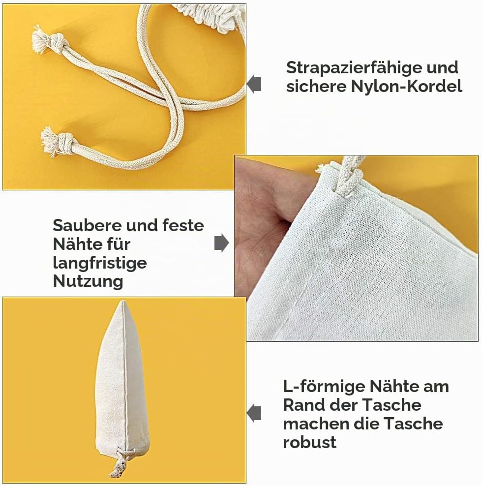 SumDirect 20 Stück Baumwolltasche Stoffbeutel mit Kordelzug, Baumwolle Säckchen Baumwollbeutel 20X30