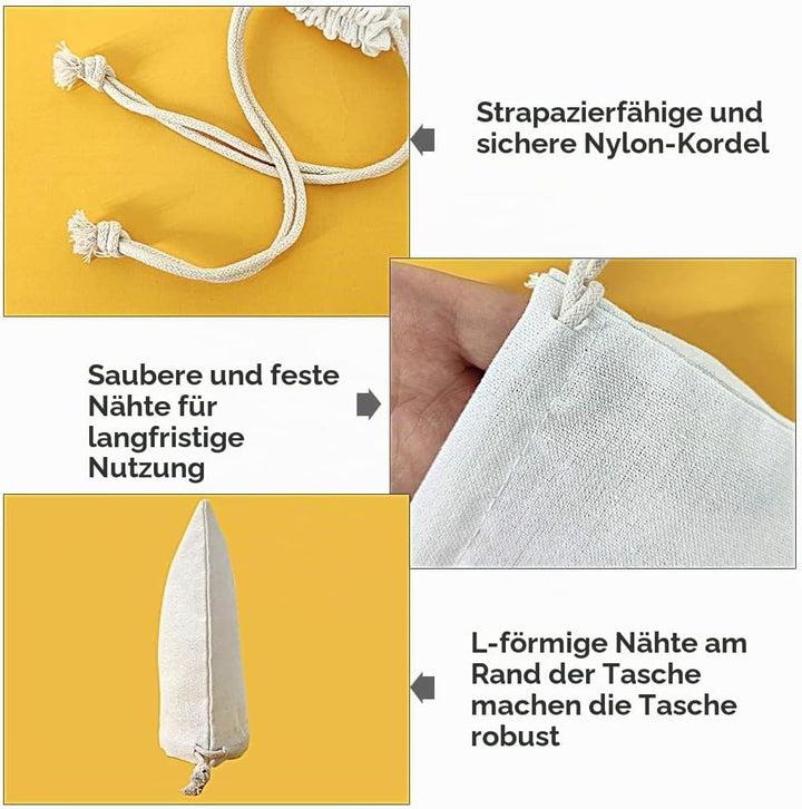 SumDirect 20 Stück Baumwolltasche Stoffbeutel mit Kordelzug, Baumwolle Säckchen Baumwollbeutel 20X30
