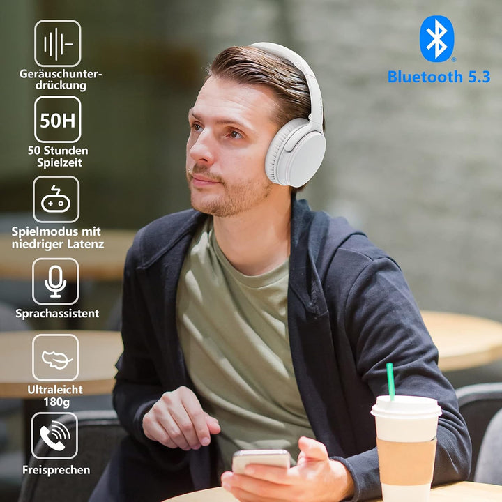 Srhythm NC25 Noise Cancelling Kopfhörer Bluetooth 5.3,Over Ear Headset mit Hi-Fi,Faltbar,Kabellos,50