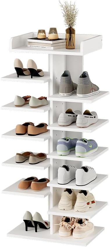 Vicco Schuhschrank Stepy, Weiss, 45 x 114 cm mit 10 Fächern