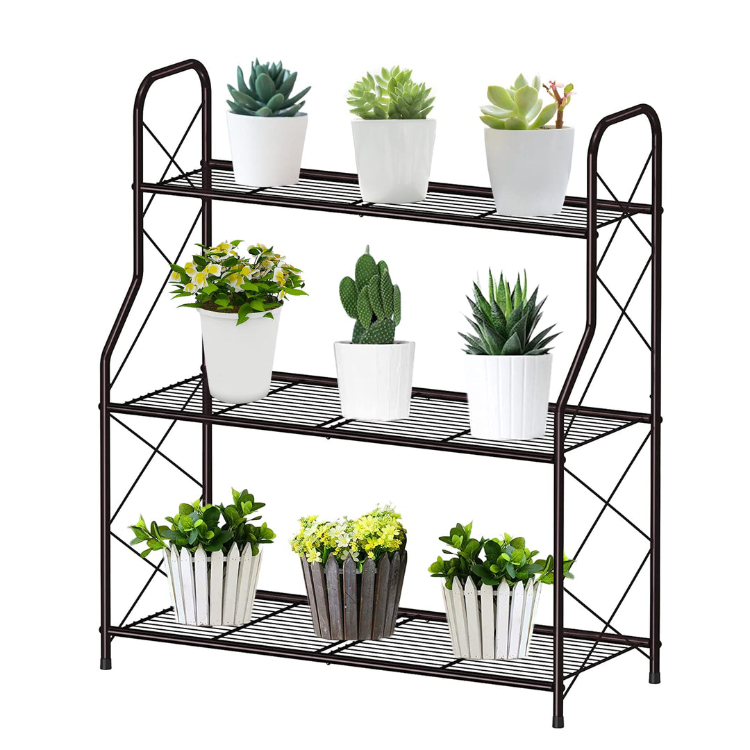 Bomclap Pflanzenregal Blumenregal Metall, 3 Stufen Pflanzenständer Blumentopf Topfhalter für Outdoor